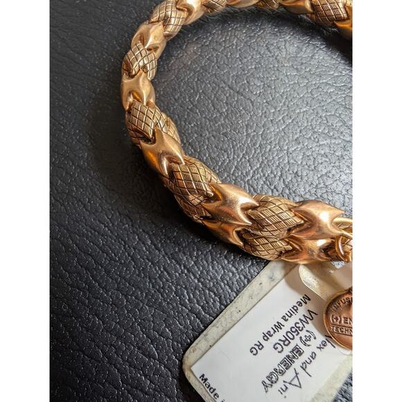 Alex and Ani Gold Bangle Bracelet Set of 2 – Rare Chain-Link + Initial "J" – NWT - Picture 5 of 6